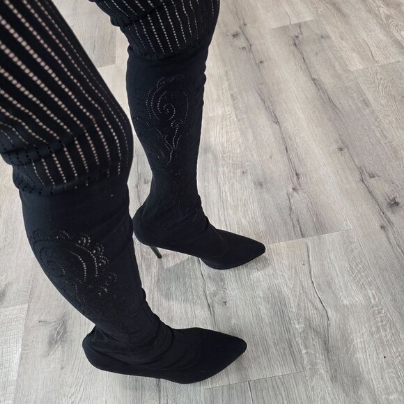 Donald Pliner Elektra thigh high sock heeled boots size 11 Over-The-Knee Boots - Picture 5 of 16